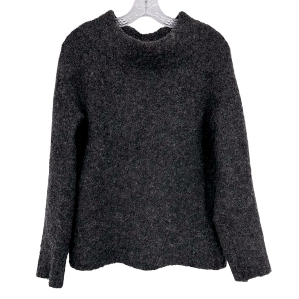 Anthropologie Moth Wool Alpaca Boucle Mock
Neck Chunky Gray Sweater